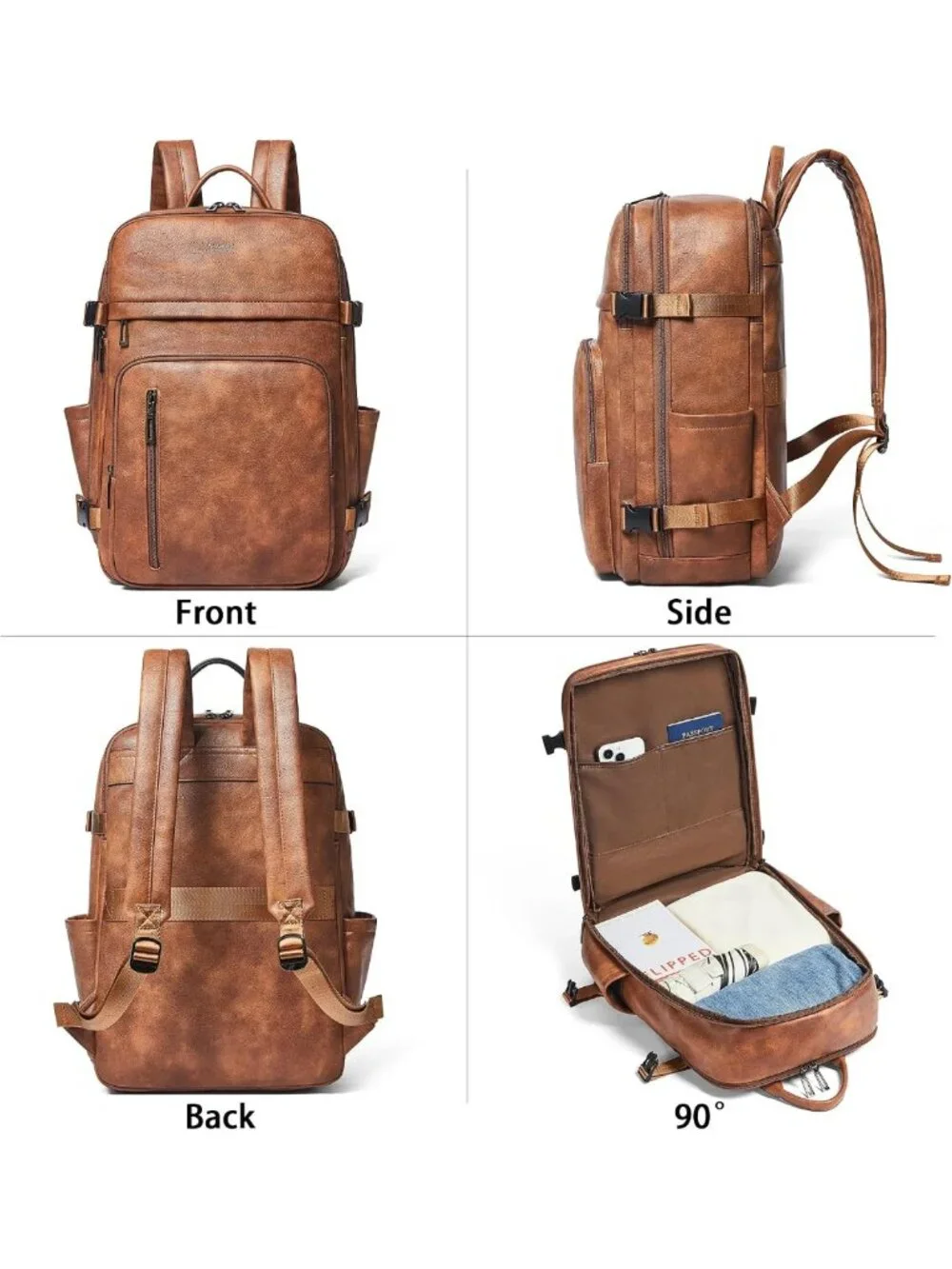 Stylish Vegan Leather Backpack for 17
